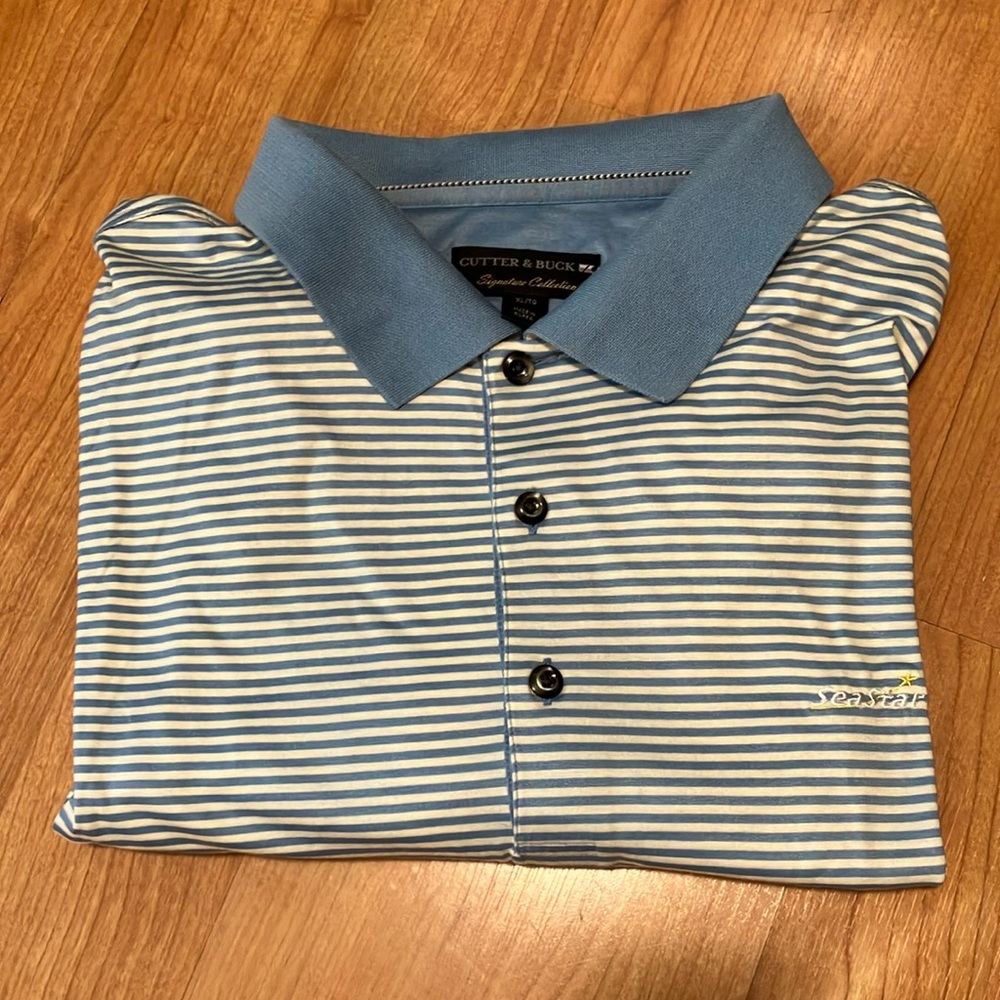 NEW Cutter & Buck Division Stripe Men’s Seastar S/S Polo XL